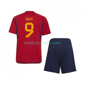 Maillot de Foot Espagne Gavi 9 Domicile Coupe du monde 2022 - Enfant